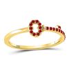 Image 1 : Womens Round Ruby Key Stackable Band Ring 1/5 Cttw 10kt Yellow Gold - REF-9Y5N
