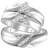 Image 1 : His Hers Round Diamond Cluster Matching Wedding Set 1/8 Cttw 10kt White Gold - REF-35W5K