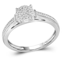 Round Diamond Cluster Bridal Wedding Engagement Ring 1/5 Cttw 10kt White Gold - REF-14X9A
