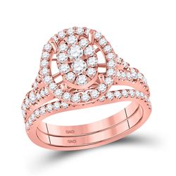 Round Diamond Bridal Wedding Ring Band Set 1 Cttw 14kt Rose Gold - REF-82W9K