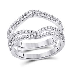 Womens Round Diamond Wedding Wrap Ring Guard Enhancer 3/4 Cttw 14kt White Gold - REF-68H5R