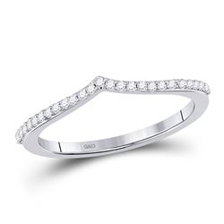 Womens Round Diamond Chevron Stackable Band Ring 1/6 Cttw 10kt White Gold - REF-17X5A