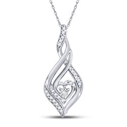 Womens Round Diamond Heart Spade Frame Pendant 1/8 Cttw 10kt White Gold - REF-12H9R
