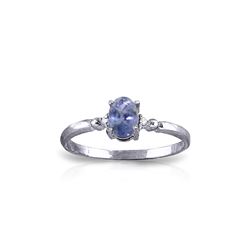 Genuine 0.46 ctw Tanzanite & Diamond Ring 14KT White Gold - REF-27N8R