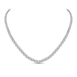 Womens Round Diamond Flower Cluster Tennis Necklace 8-1/4 Cttw 14kt White Gold - REF-549X5A