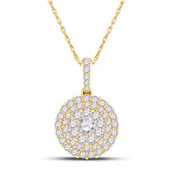 Womens Round Diamond Cluster Pendant 1/2 Cttw 14kt Yellow Gold - REF-30X9A