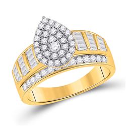 Round Diamond Teardrop Bridal Wedding Engagement Ring 1 Cttw 10kt Yellow Gold - REF-49W9K
