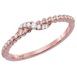 Womens Round Diamond Crossover Stackable Band Ring 1/20 Cttw 14kt Rose Gold - REF-10M5H