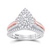 Image 1 : Pear Diamond Bridal Wedding Ring Band Set 1 Cttw 14kt Two-tone Gold - REF-109R5X
