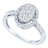 Image 1 : Womens Round Diamond Oval Cluster Ring 1/2 Cttw 14kt White Gold - REF-38W9K