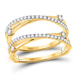 Womens Round Diamond Wedding Wrap Ring Guard Enhancer 3/8 Cttw 14kt Yellow Gold - REF-38Y9N