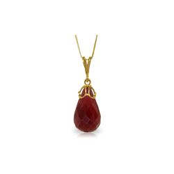 Genuine 14.8 ctw Ruby Necklace 14KT Yellow Gold - REF-28Z3N