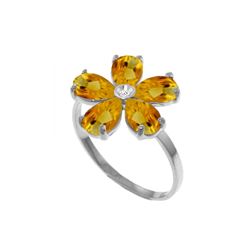 Genuine 2.22 ctw Citrine & Diamond Ring 14KT White Gold - REF-35Y9F