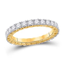 Womens Round Diamond Eternity Wedding Band 1-1/2 Cttw 14kt Yellow Gold - REF-85W5K