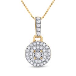 Womens Round Diamond Circle Pendant 1/6 Cttw 10kt Yellow Gold - REF-10F5W