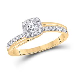 Round Diamond Bridal Wedding Ring Band Set 1/2 Cttw 10kt Yellow Gold - REF-41R5X