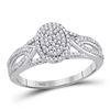 Image 1 : Womens Round Diamond Oval Cluster Ring 1/4 Cttw 10kt White Gold - REF-21W5K