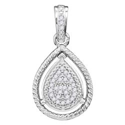 Womens Round Diamond Teardrop Pendant 1/12 Cttw 10kt Two-tone Gold - REF-13F9W