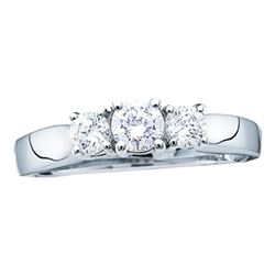 Diamond 3-stone Bridal Wedding Engagement Ring 1/4 Cttw 14kt White Gold - REF-20K5Y