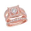Image 1 : Round Diamond Bridal Wedding Ring Band Set 1-1/2 Cttw 14kt Rose Gold - REF-109X5A