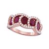 Image 1 : Womens Round Ruby Diamond Band Ring 2-3/4 Cttw 18kt Rose Gold - REF-170M9H