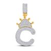 Image 1 : Mens Round Diamond Crown C Letter Charm Pendant 5/8 Cttw 10kt Yellow Gold - REF-29A5M