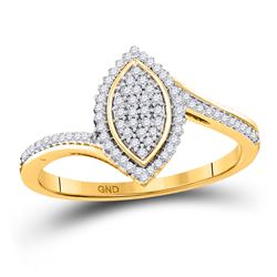 Womens Round Diamond Marquise-shape Cluster Ring 1/5 Cttw 10kt Yellow Gold - REF-14M9H