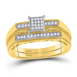 Round Diamond Bridal Wedding Ring Band Set 1/10 Cttw 10kt Yellow Gold - REF-14A9M