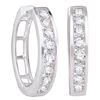Image 1 : Womens Round Diamond Hoop Earrings 1/2 Cttw 14kt White Gold - REF-47W9K