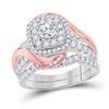 Image 1 : Round Diamond Bridal Wedding Ring Band Set 1-1/2 Cttw 14kt Two-tone Gold - REF-140H9R