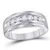 Image 1 : Mens Round Diamond Wedding Single Row Band Ring 1/2 Cttw 14kt White Gold - REF-43Y5N