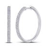 Image 1 : Womens Round Diamond Hoop Earrings 1/2 Cttw 10kt White Gold - REF-32K5Y