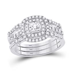 Princess Diamond Solitaire Bridal Wedding Engagement Ring 1 Cttw 14kt White Gold - REF-87H5R