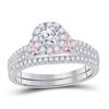 Image 1 : Round Diamond Bridal Wedding Ring Band Set 1 Cttw 14kt Two-tone Gold - REF-104K9Y