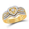 Image 1 : Round Diamond Heart Bridal Wedding Ring Band Set 1/3 Cttw 10kt Yellow Gold - REF-32Y5N