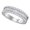 Image 1 : Womens Round Diamond Double Row Band Ring 1/3 Cttw 14kt White Gold - REF-38M9H