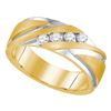 Image 1 : 2-tone Mens Round Diamond Wedding Band Ring 1/3 Cttw 10kt Yellow Gold - REF-63K9Y