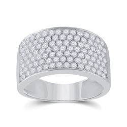 Womens Round Diamond Pave Band Ring 1-1/2 Cttw 10kt White Gold - REF-82W9K