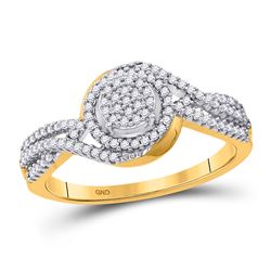 Womens Round Diamond Cluster Twist Ring 1/4 Cttw 10kt Yellow Gold - REF-19Y5N
