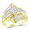 Image 1 : Round Diamond Oval Cluster Bridal Wedding Engagement Ring 1 Cttw 14kt Yellow Gold - REF-87R9X