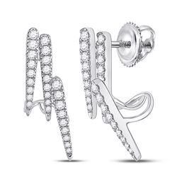 Womens Round Diamond Fashion Earrings 5/8 Cttw 14kt White Gold - REF-52F9W