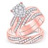 Image 1 : His Hers Round Diamond Heart Matching Wedding Set 1 Cttw 10kt Rose Gold - REF-71Y9N