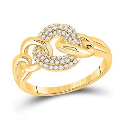 Womens Round Diamond Curb Link Fashion Ring 1/5 Cttw 14kt Yellow Gold - REF-24W9K
