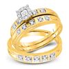 Image 1 : His Hers Round Diamond Cluster Matching Wedding Set 1/4 Cttw 10kt Yellow Gold - REF-30R5X