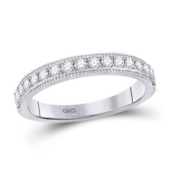 Womens Round Diamond Wedding Single Row Band 1/3 Cttw 14kt White Gold - REF-27Y9N