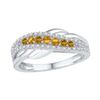 Image 1 : Womens Round Lab-Created Citrine Diamond Band Ring 1/3 Cttw 10kt White Gold - REF-13N9F