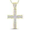 Image 1 : Mens Round Diamond Roman Cross Charm Pendant 1 Cttw 10kt Yellow Gold - REF-65R5X