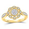 Image 1 : Womens Round Diamond Milgrain Cable Cluster Ring 1/8 Cttw 10kt Yellow Gold - REF-16F5W