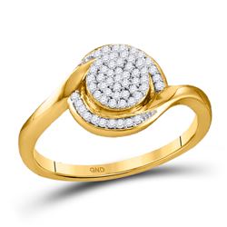 Womens Round Diamond Cluster Ring 1/6 Cttw 10kt Yellow Gold - REF-13X9A