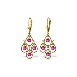 Genuine 2.4 ctw Pink Topaz Earrings 14KT Yellow Gold - REF-55Z5N